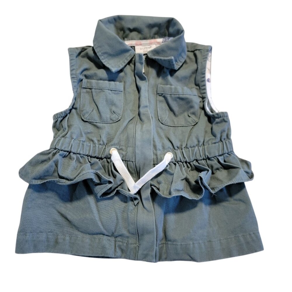 Aspen Kids Baby Girl Lightweight Sleeveless Jacket Green Zip‎ Up 18 Months